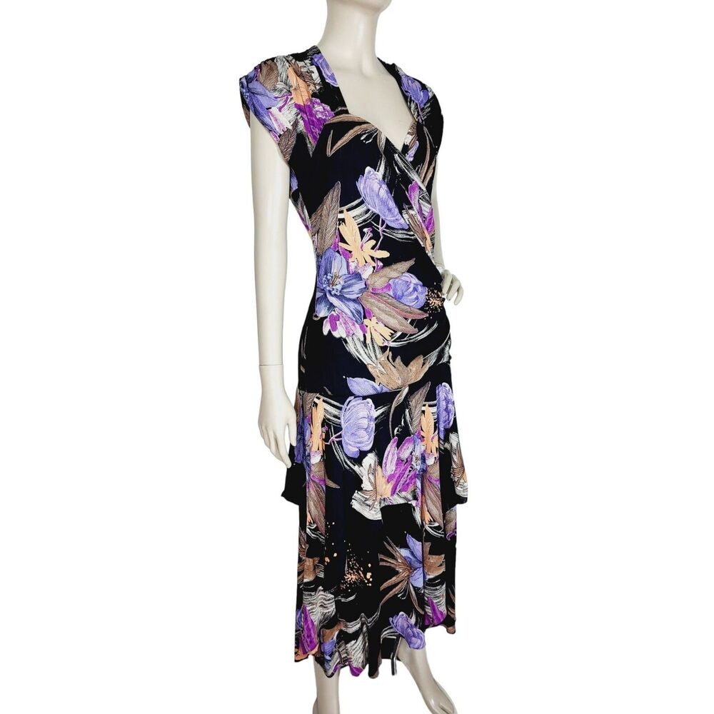 Vintage Romantic 80s Does 20s Floral Crepe Layered Gathered Flowy Maxi Dress